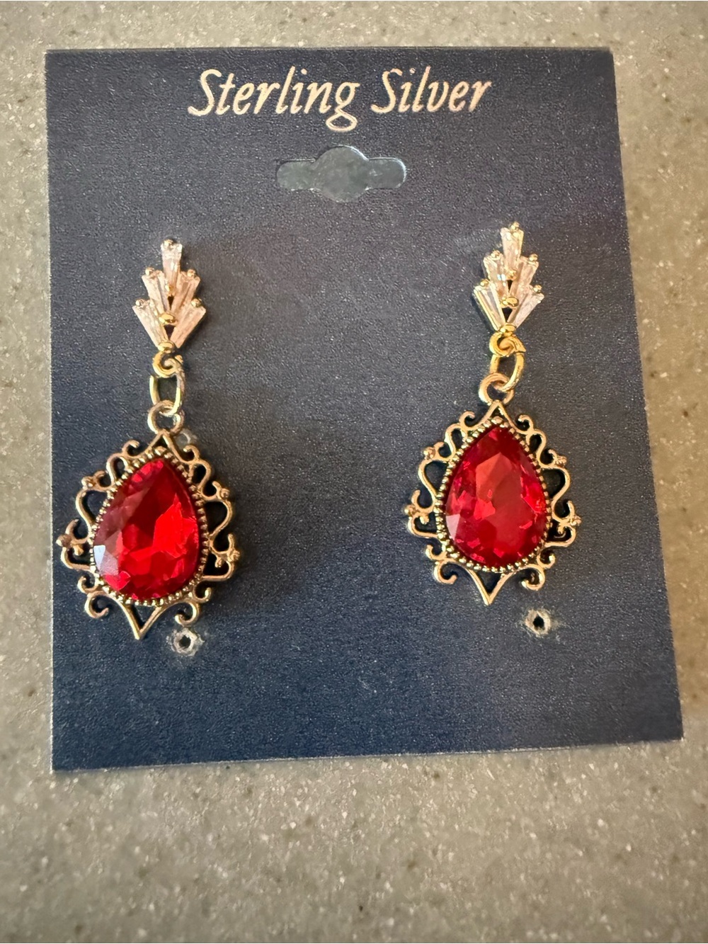 Red Teardrop Dangle Earrings